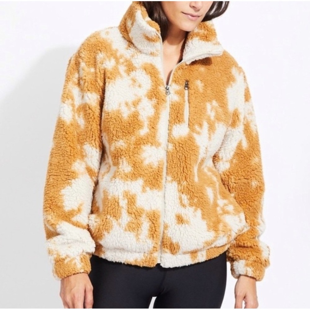 Betsey Johnson Performance Jacket Fleece Tye Dye Full Zip  Size S Cabincore Soft